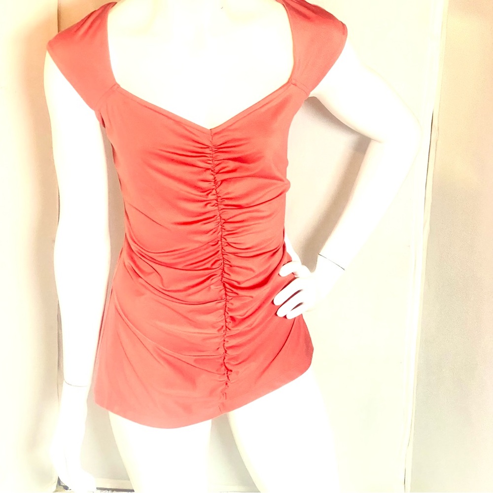 Vintage Guess Coral Ruched Scoop Tank Top